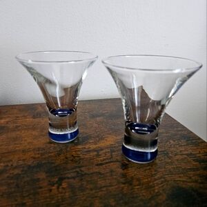 Set Of 2 Bacardi Vanilla Flare Blue Bottom Cocktail Glasses